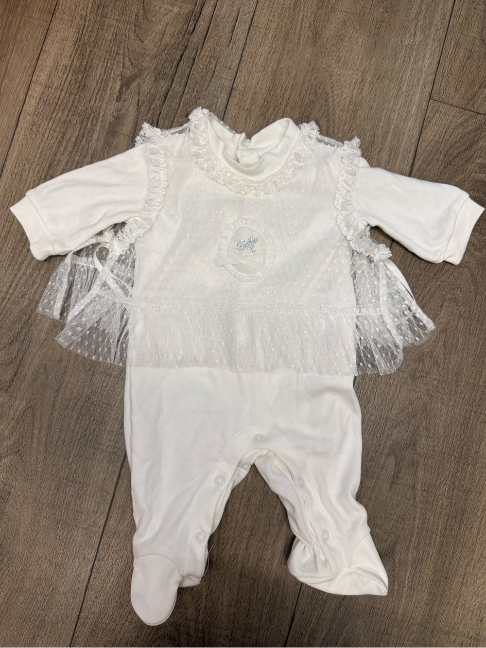 Monalisa White Baby Lace Tulle One-Piece Romper